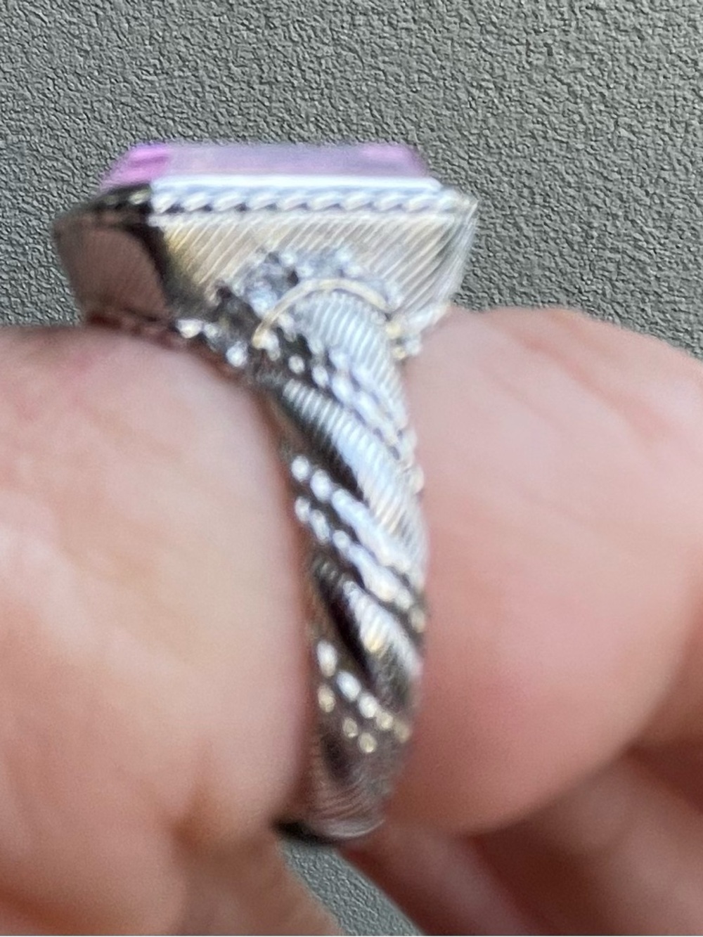 Judith Ripka Pink Crystal Cameo Ring in Silver Tone - Picture 14 of 16